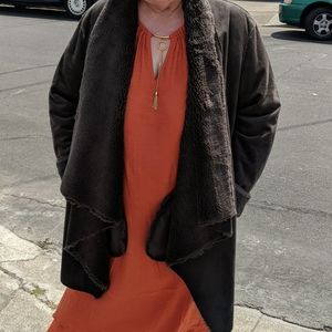 Avenue faux SHEEPSKIN sharkbite jacket